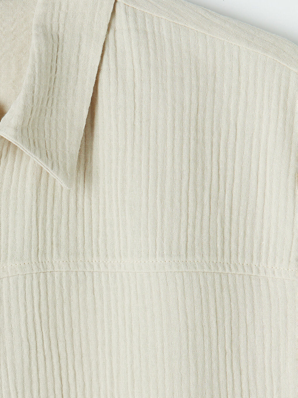 Bej Dokulu Müslin Kadın Gömlek-2