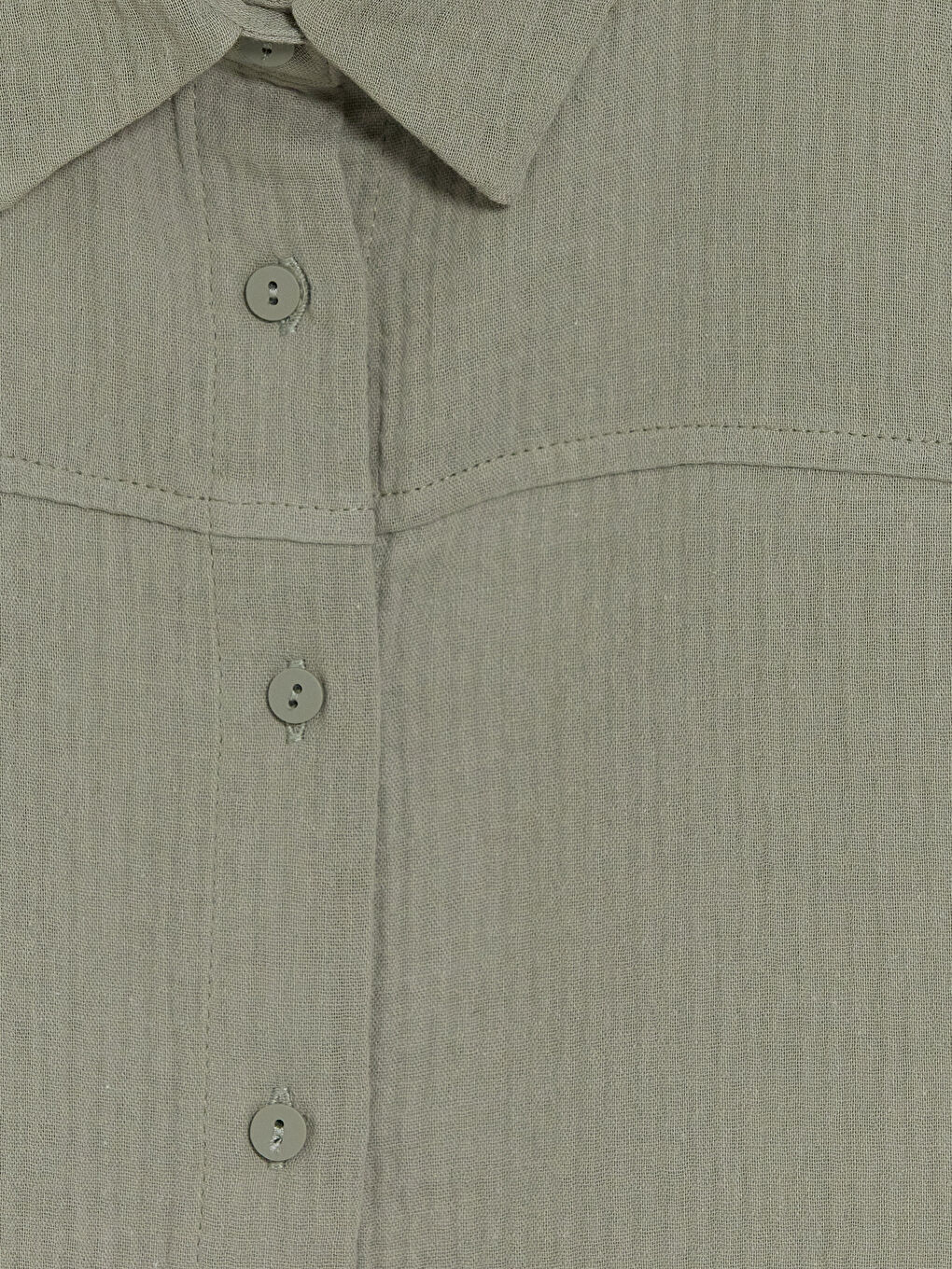 Yeşil Regular Fit Müslin Kadın Gömlek-2