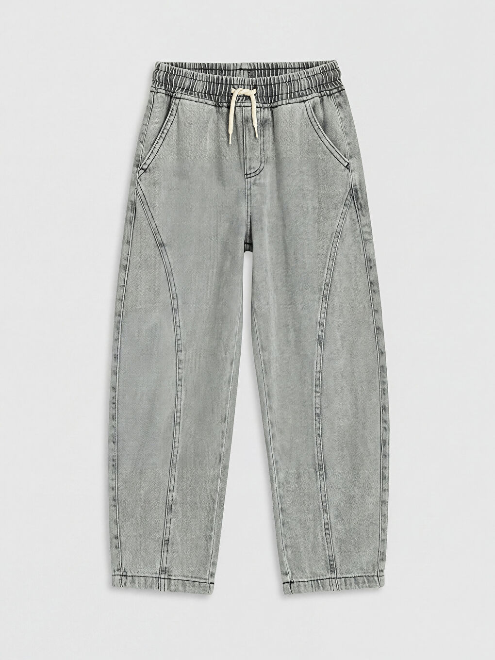 Gri Baggy Fit Erkek Çocuk Jean Pantolon