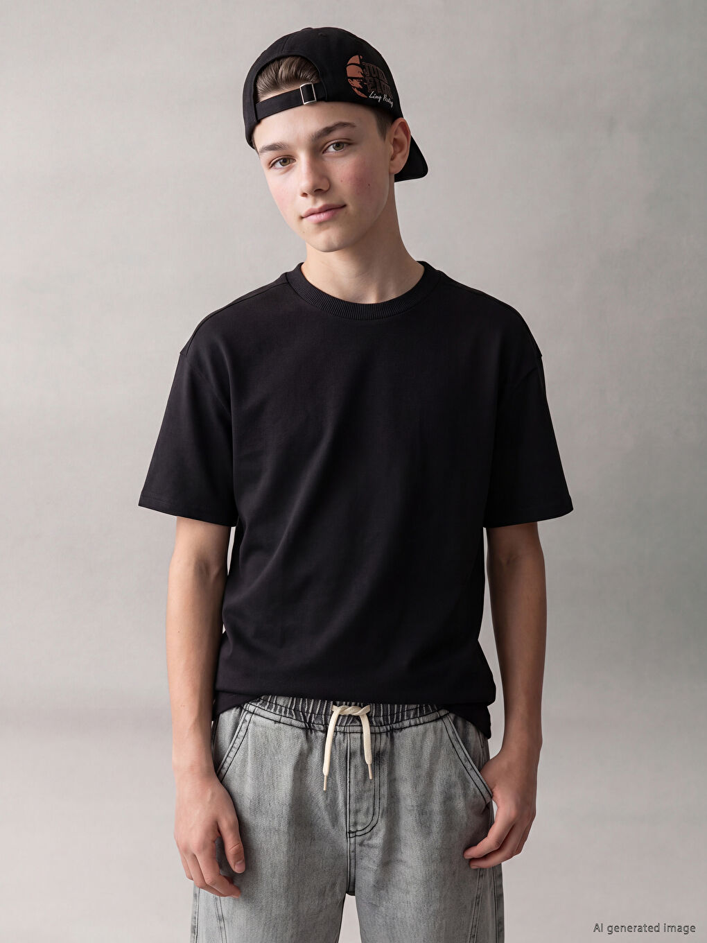 Gri Barrel Fit Erkek Çocuk Jean Pantolon-1