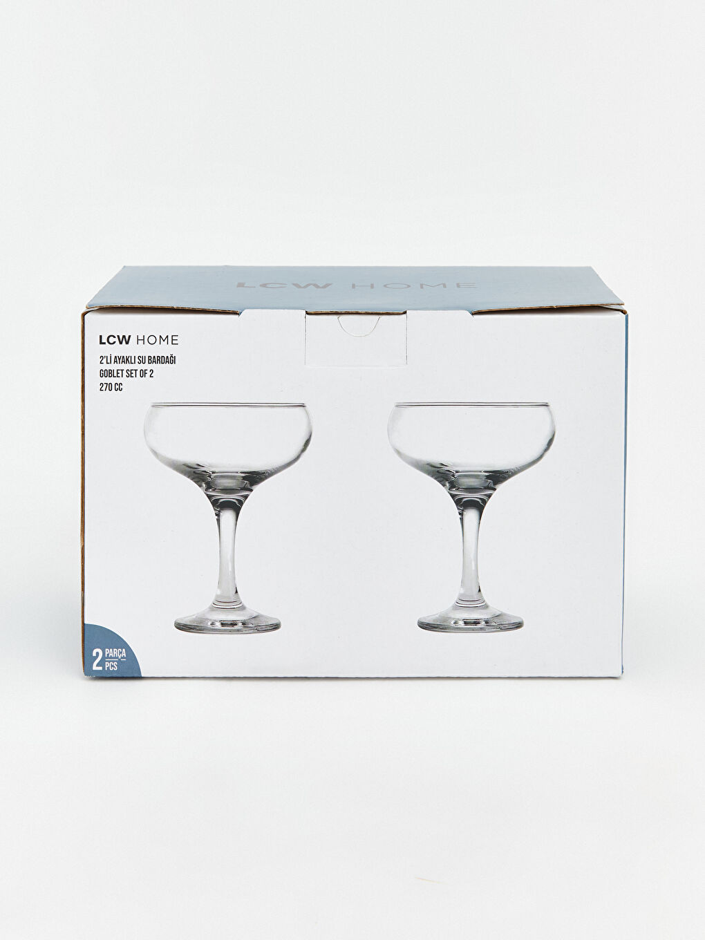 Renksiz Ayaklı Su Bardağı Seti 2'li 270 ml-3