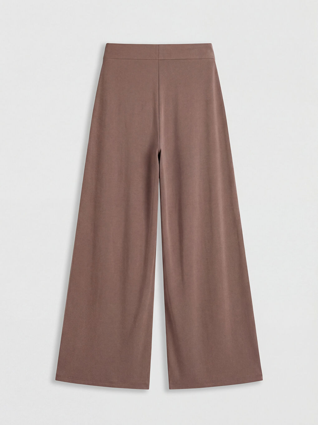 Kahverengi Beli Lastikli Geniş Paça Kadın Pantolon-1