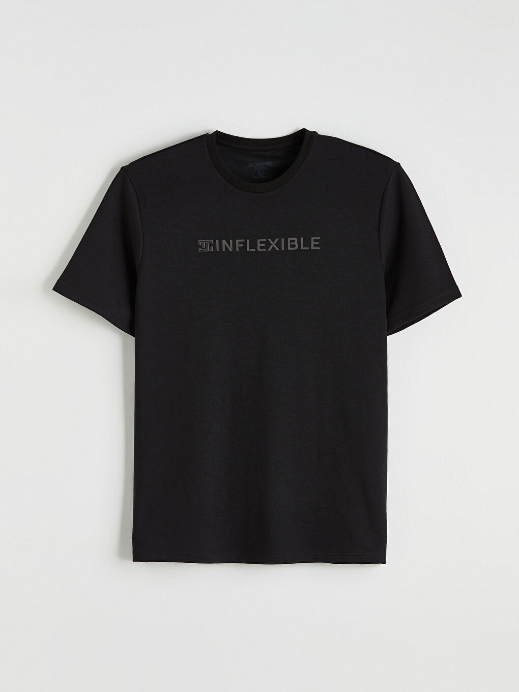 Siyah Bisiklet Yaka Baskılı Penye Erkek Tişört