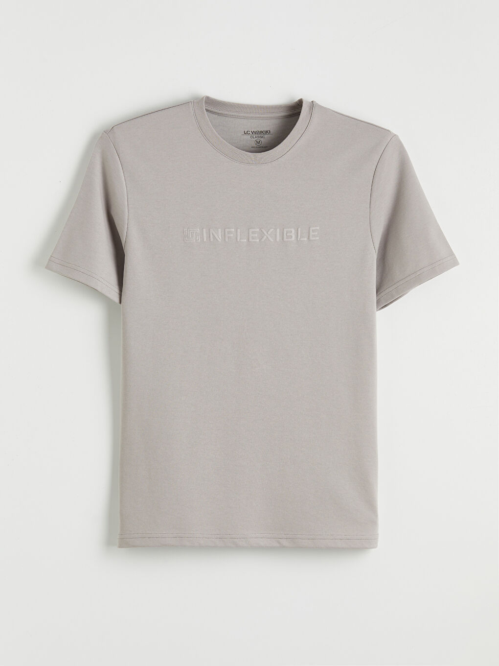 Gri Bisiklet Yaka Baskılı Penye Erkek Tişört