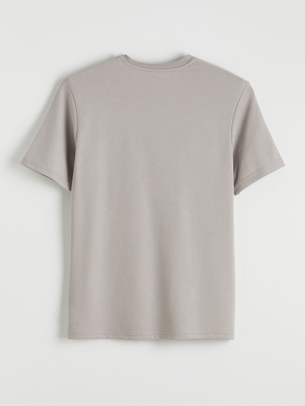 Gri Bisiklet Yaka Baskılı Penye Erkek Tişört-1