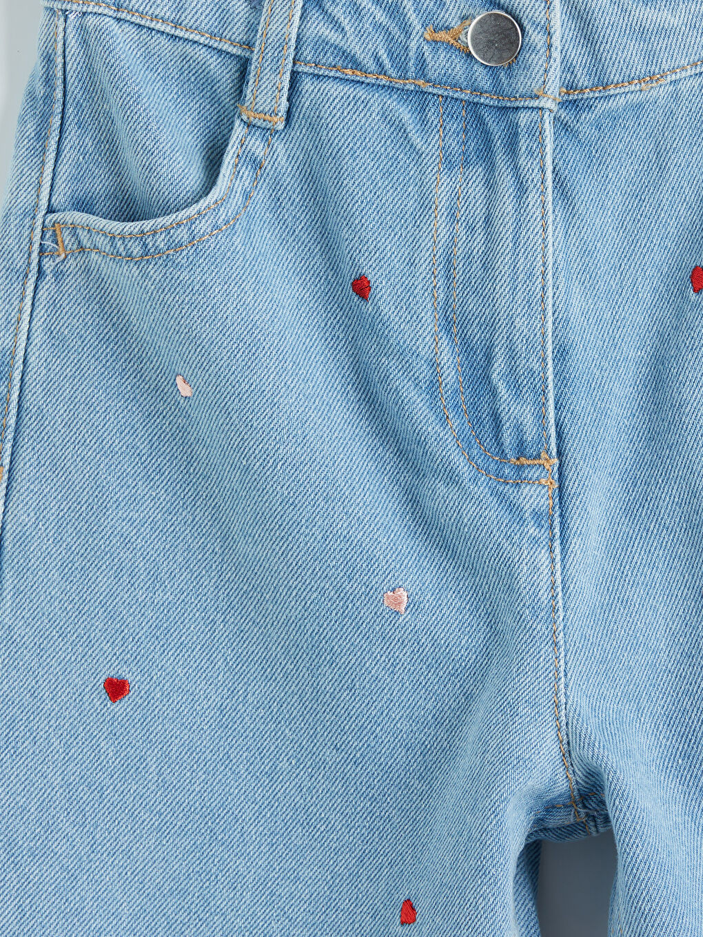 İndigo Nakışlı Kız Çocuk Jean Pantolon-2