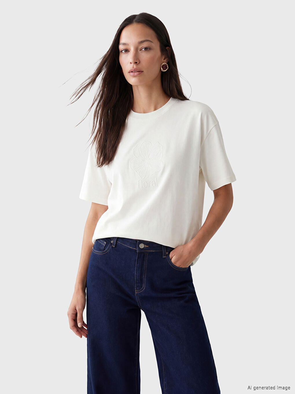 Crew Neck Embroidered Blouse