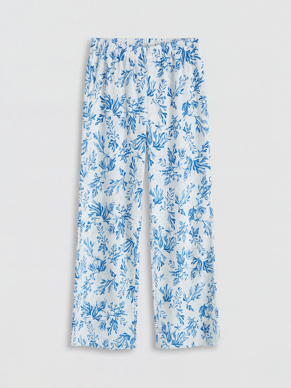 Mavi Geniş Paça Kız Çocuk Desenli Eşofman Altı-0