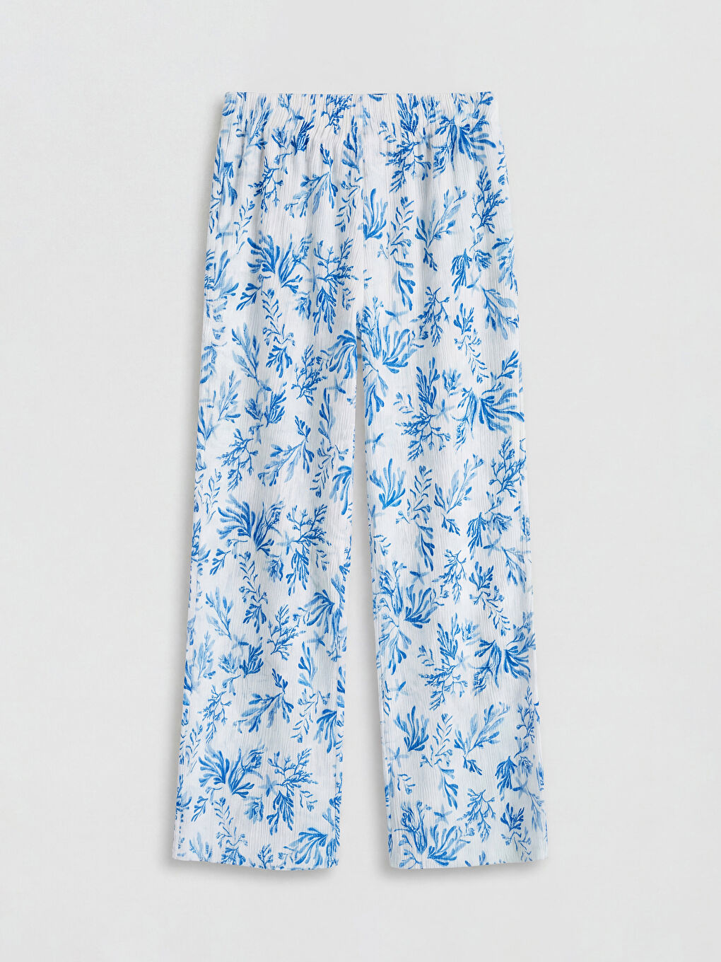 Mavi Geniş Paça Kız Çocuk Desenli Eşofman Altı-1