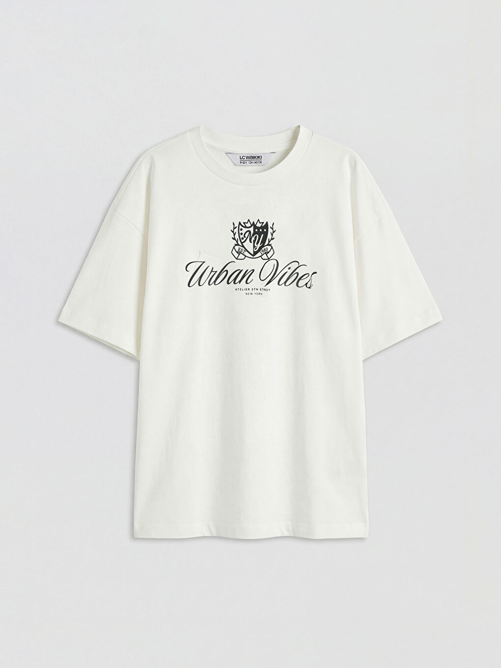 Ekru Baskılı Kız Çocuk Tişört