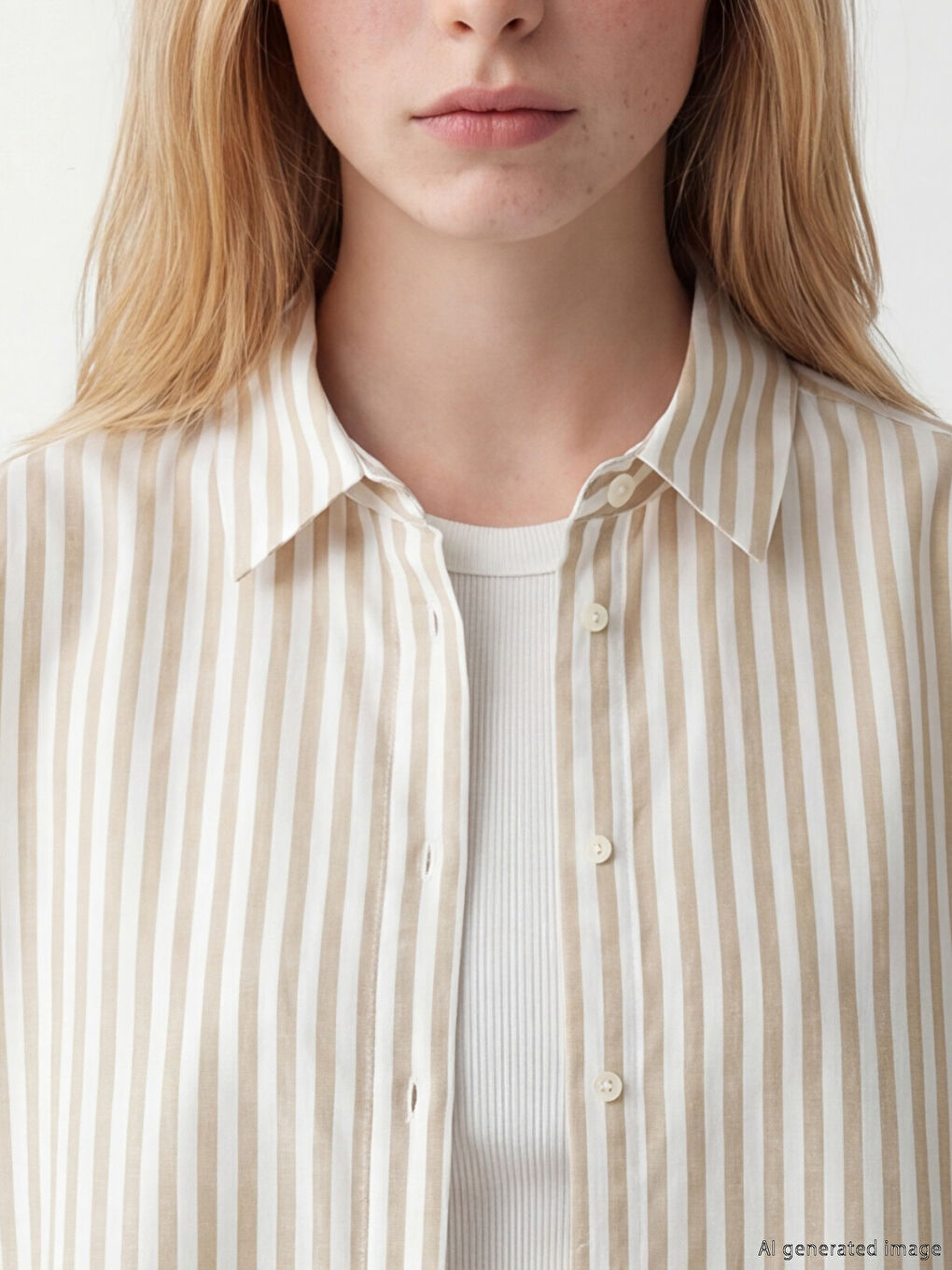 Striped Oversize Linen Blend Women's Shirt-2