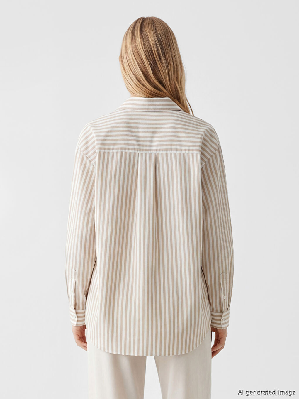 Striped Oversize Linen Blend Women's Shirt-3