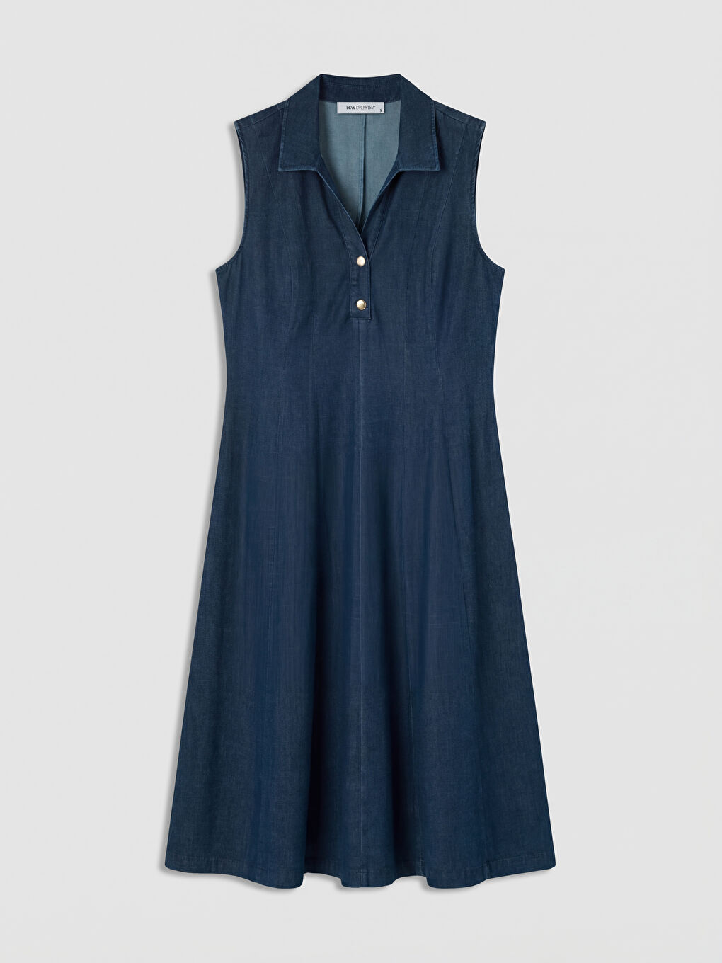 İndigo Gömlek Yaka Jean Elbise
