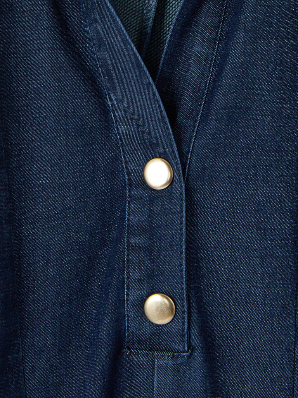 İndigo Gömlek Yaka Jean Elbise-2