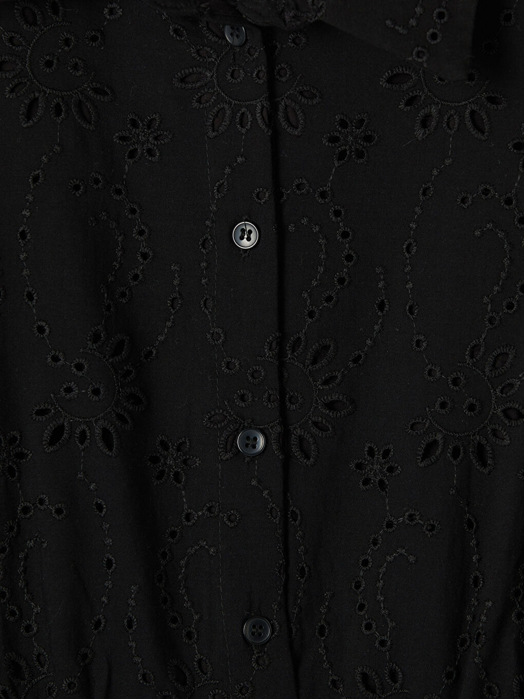 Siyah Ajurlu Belden Oturtmalı Gömlek Elbise-2