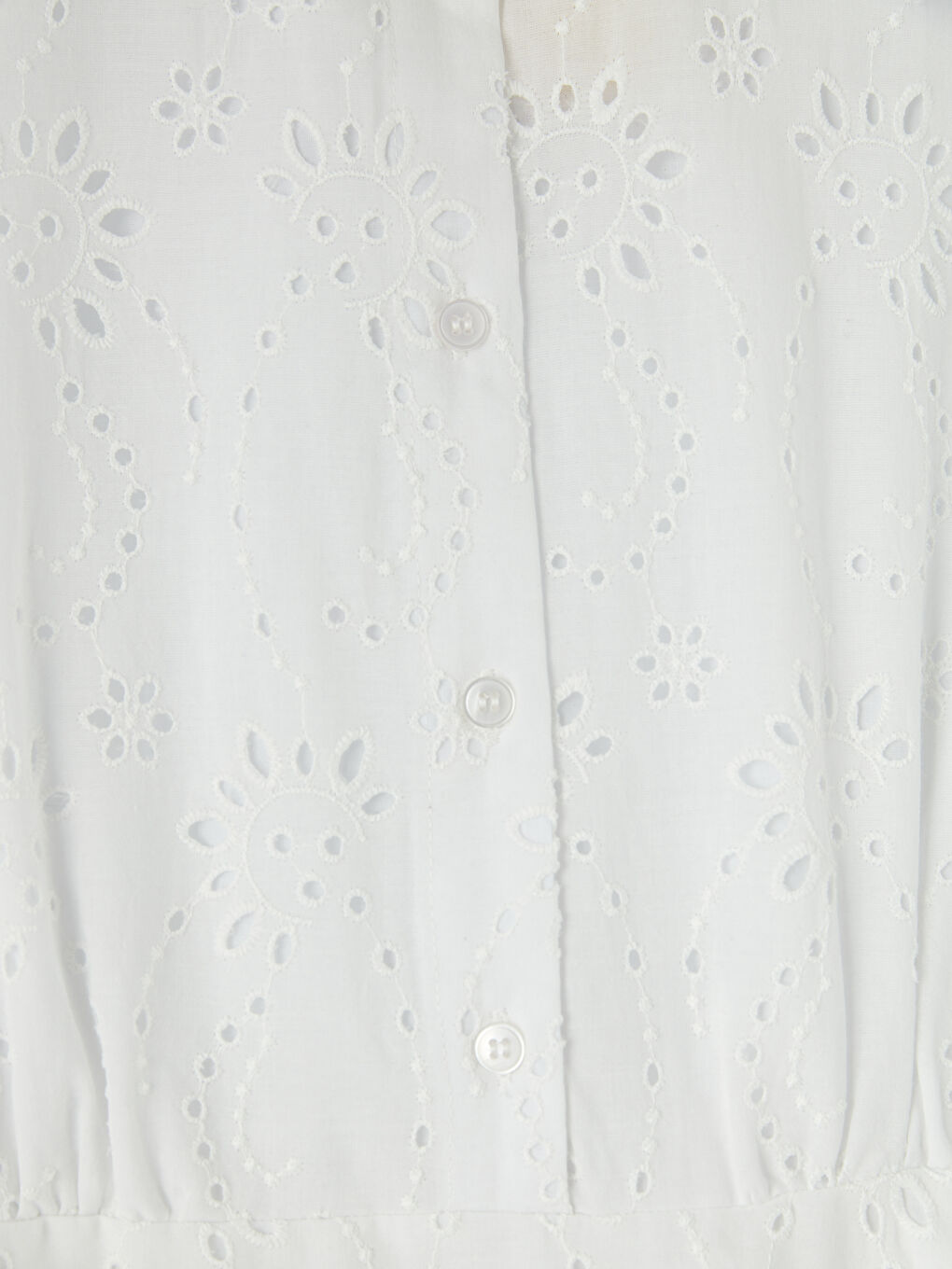 Beyaz Gömlek Yaka Ajurlu Elbise-2