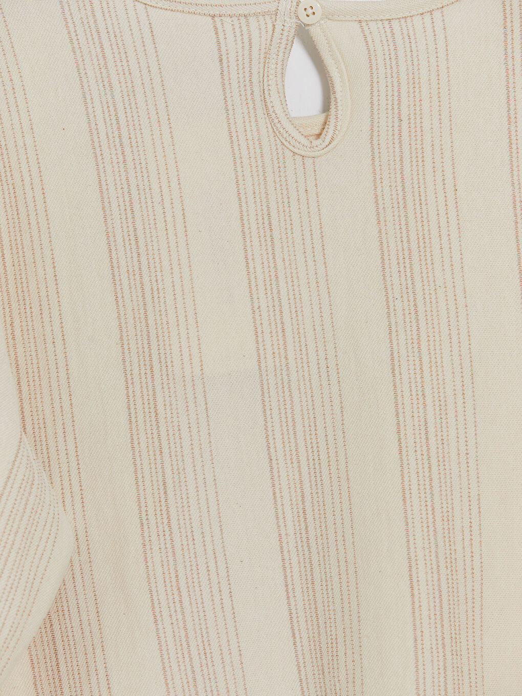 Ekru Çizgili Kız Çocuk Fırfırlı Tişört-3