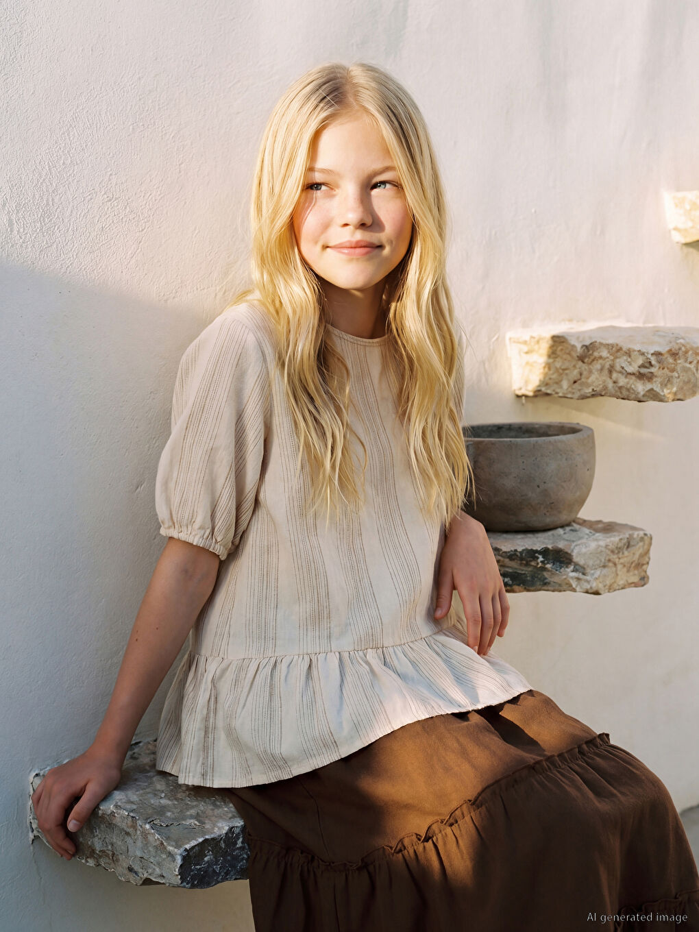 Striped Girls' Frilled T-Shirt
