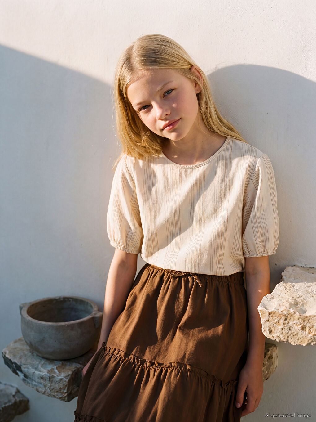 Striped Girls' Frilled T-Shirt-1