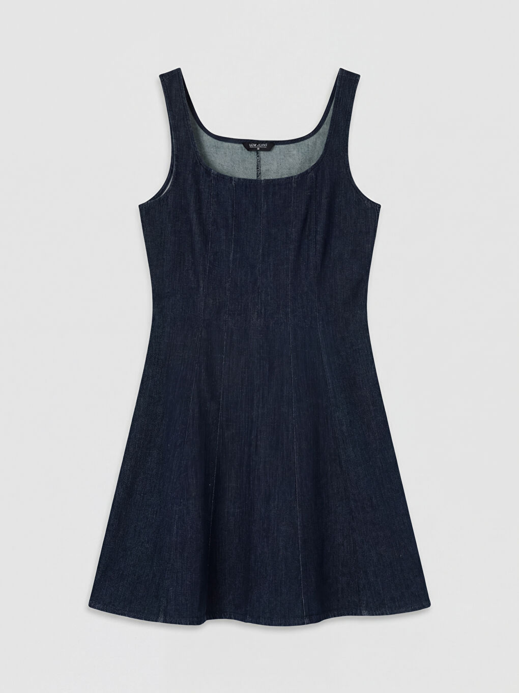 İndigo Kare Yaka Peplum Mini Jean Elbise