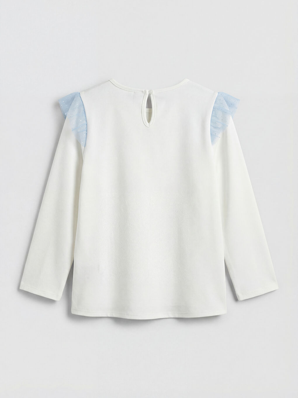 Ekru Bisiklet Yaka Elsa Baskılı Kız Çocuk Bluz	-1