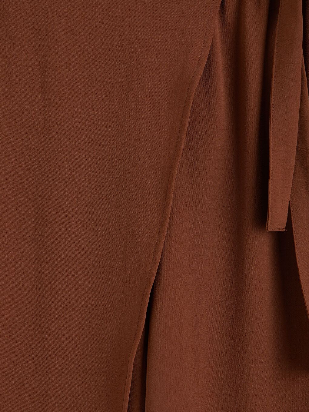 Kahverengi Beli Bağlamalı Geniş Paça Kadın Pantolon-1