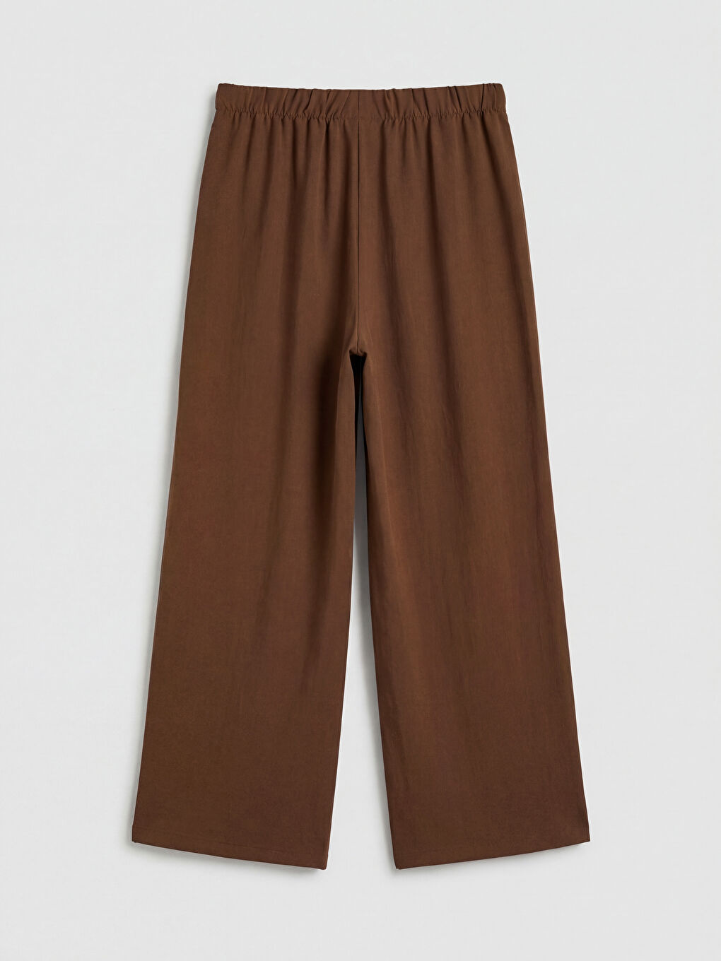 Kahverengi Beli Bağlamalı Geniş Paça Kadın Pantolon-2