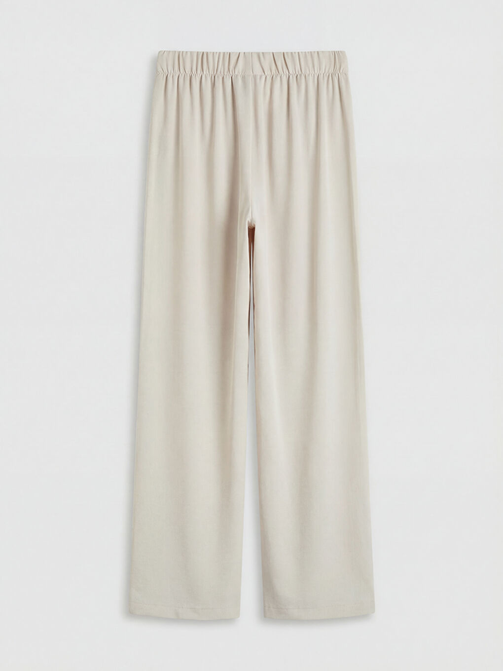 Bej Beli Bağlamalı Geniş Paça Kadın Pantolon-1