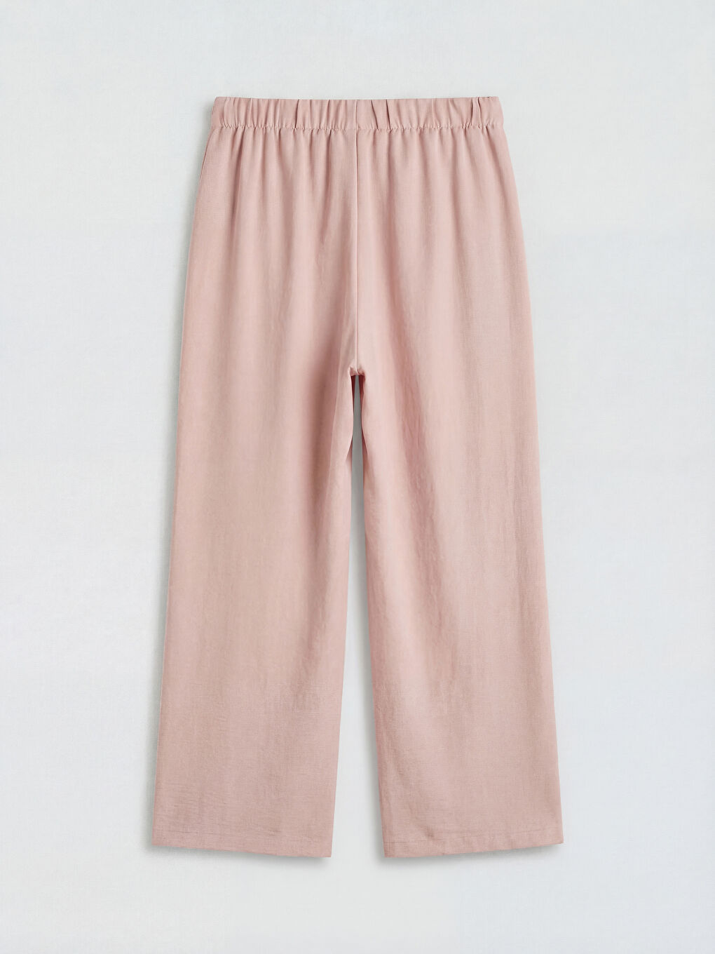 Pembe Beli Bağlamalı Geniş Paça Kadın Pantolon-5