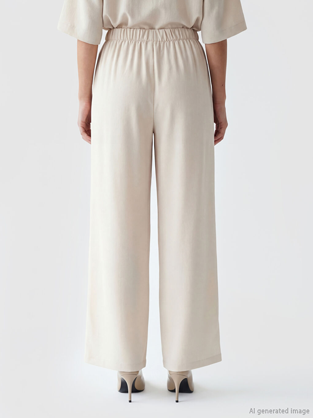 Ženske pantalone sa širokim nogavicama i vezivanjem u struku-3