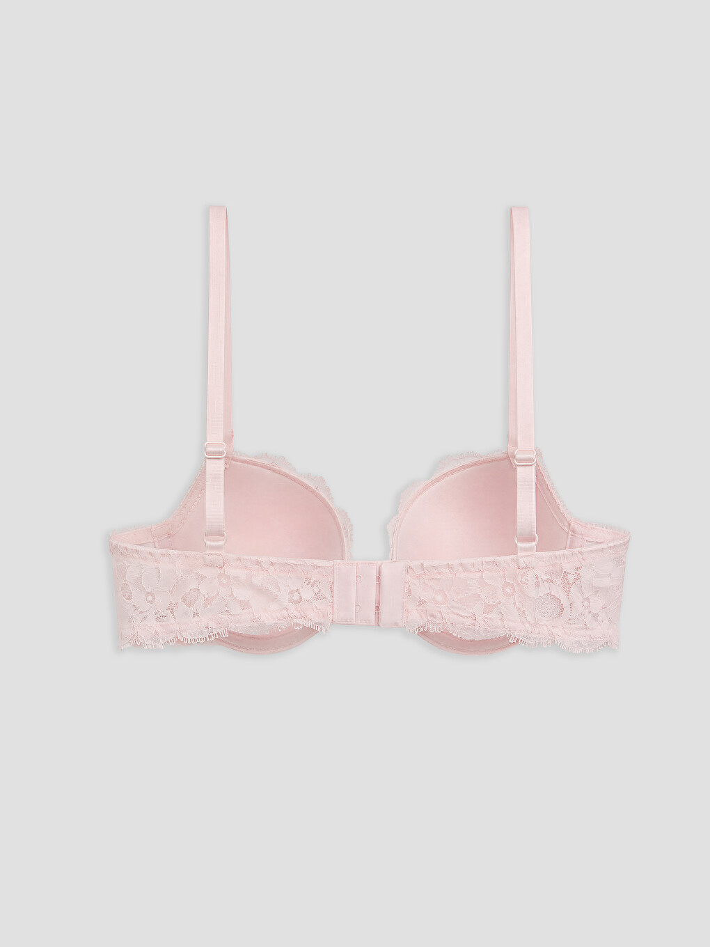 Pembe Balenli Dolgusuz Dantelli Tişört Sütyen-1