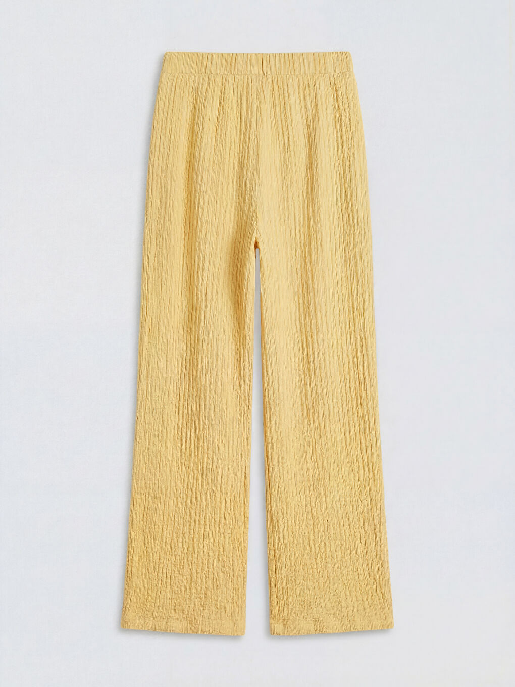 Sarı Beli Lastikli Geniş Paça Kız Çocuk Pantolon-2