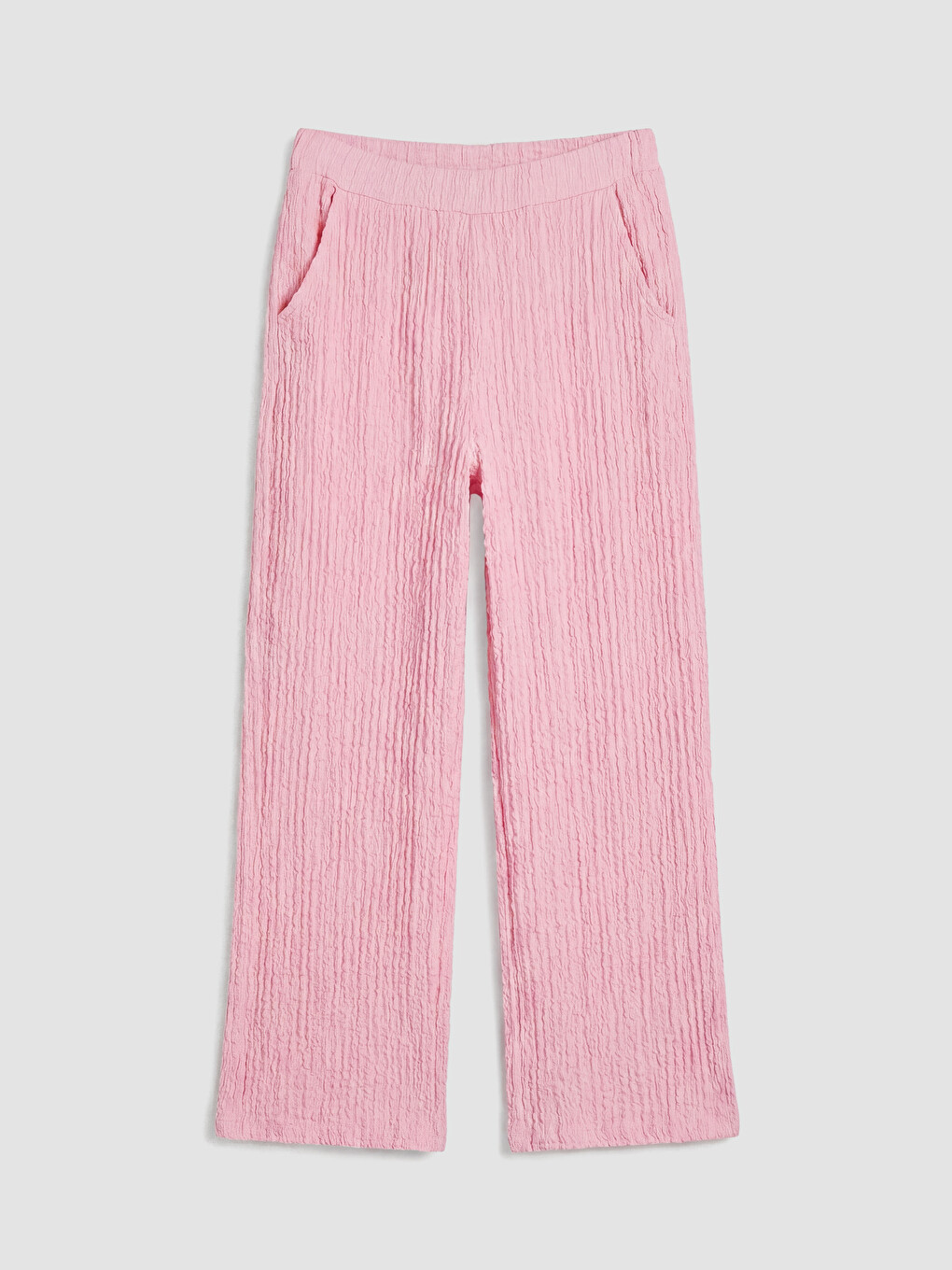 Pembe Dokulu Geniş Paça Kız Çocuk Eşofman Altı