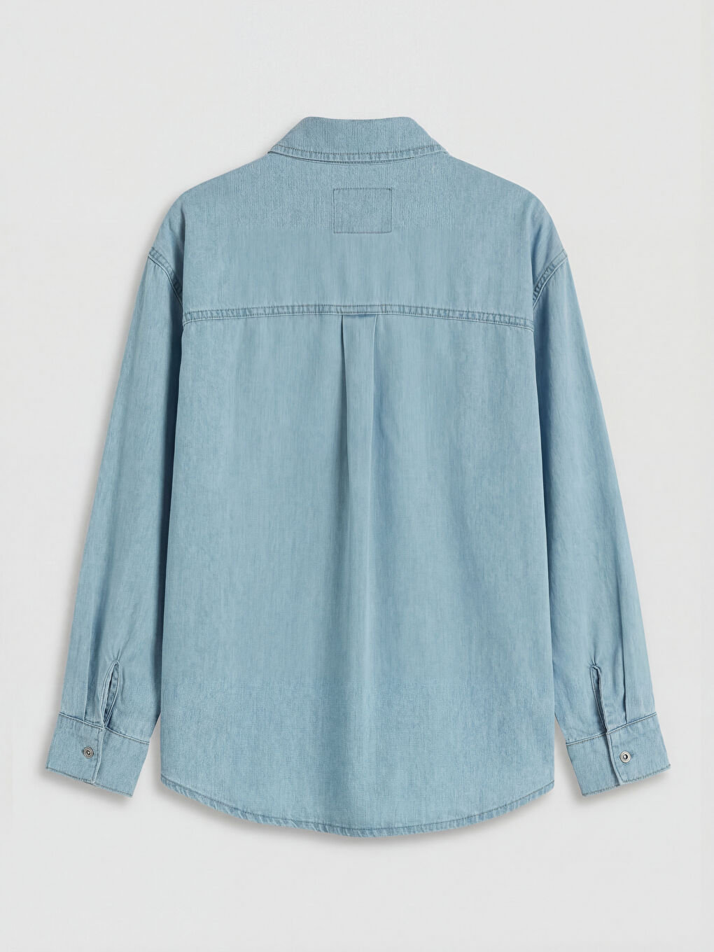 Mavi Oversize Kadın Jean Gömlek-1