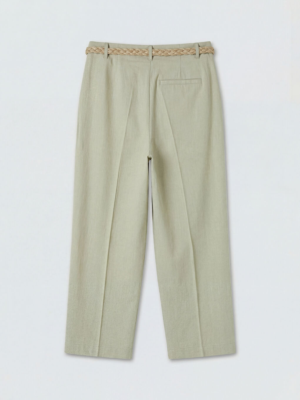 Haki Beli Kemerli Havuç Kesim Pileli Kadın Pantolon-1