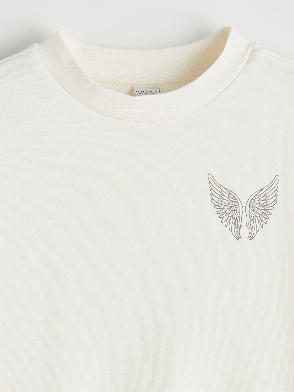 Ekru Bisiklet Yaka Baskılı Kız Çocuk Sweatshirt-2