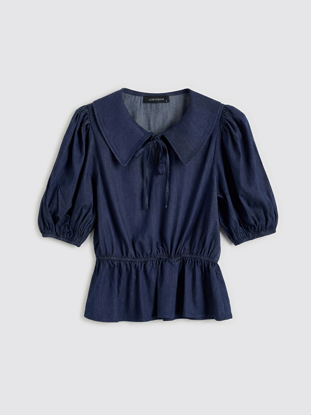 Lacivert Bebe Yaka Peplum Bluz-4