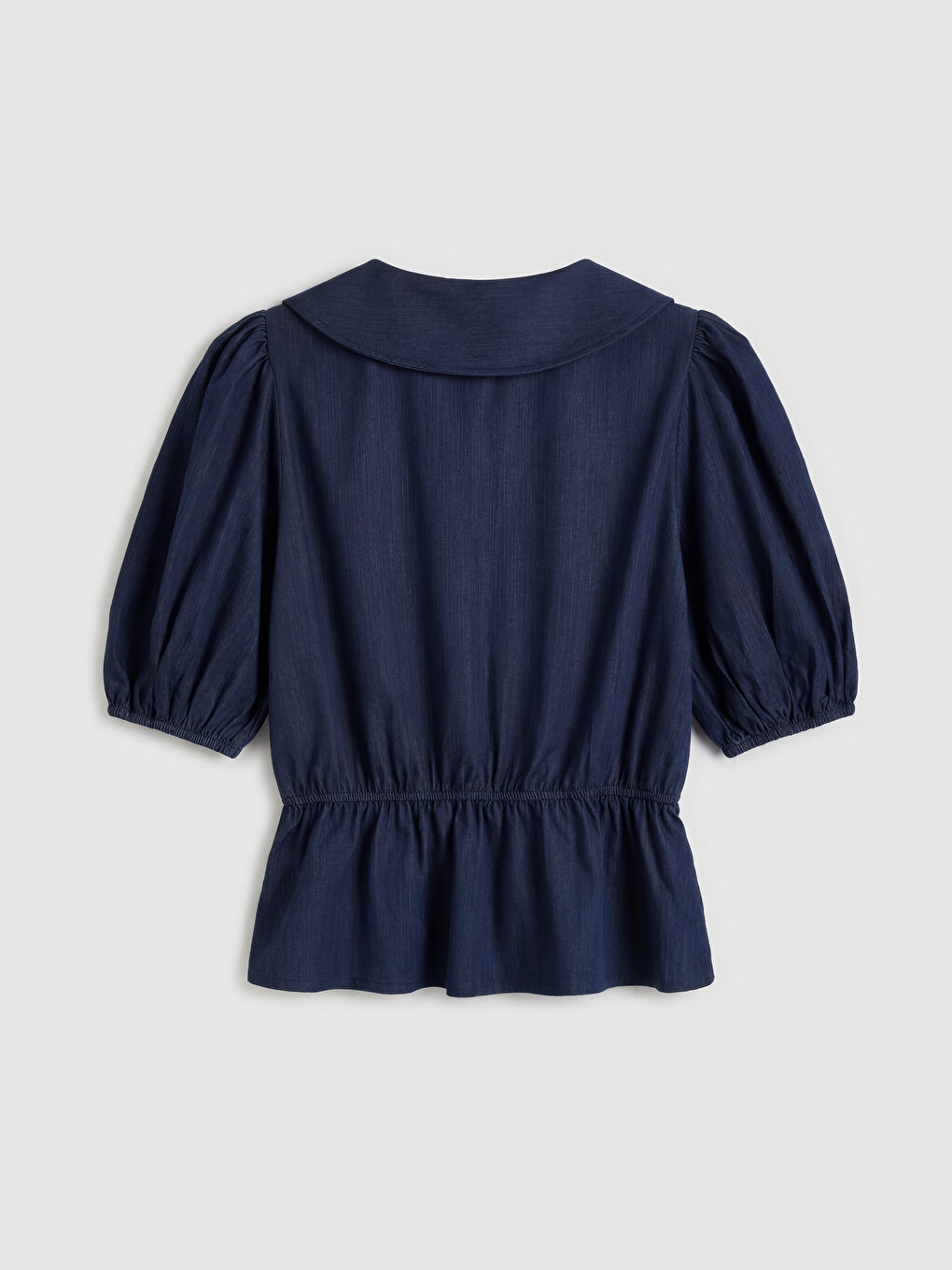 Lacivert Bebe Yaka Peplum Bluz-5