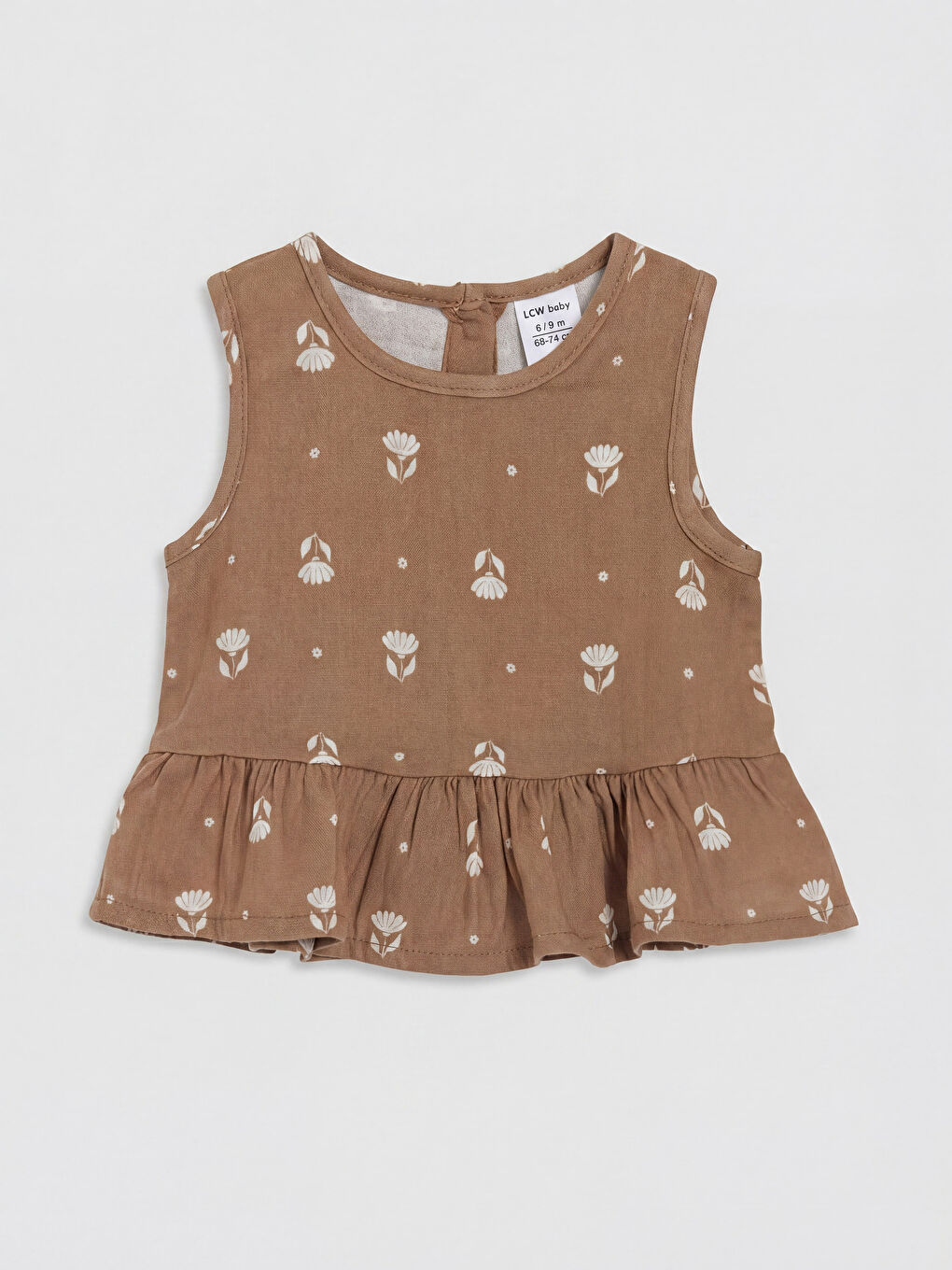 Kahverengi Çiçekli Kız Bebek Bluz ve Şort Takım-1