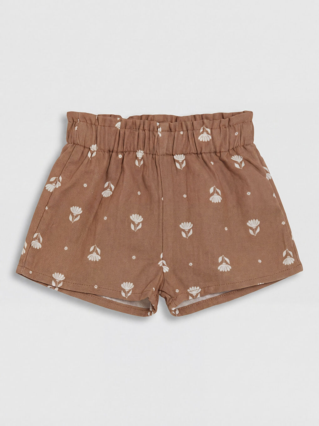 Kahverengi Çiçekli Kız Bebek Bluz ve Şort Takım-3