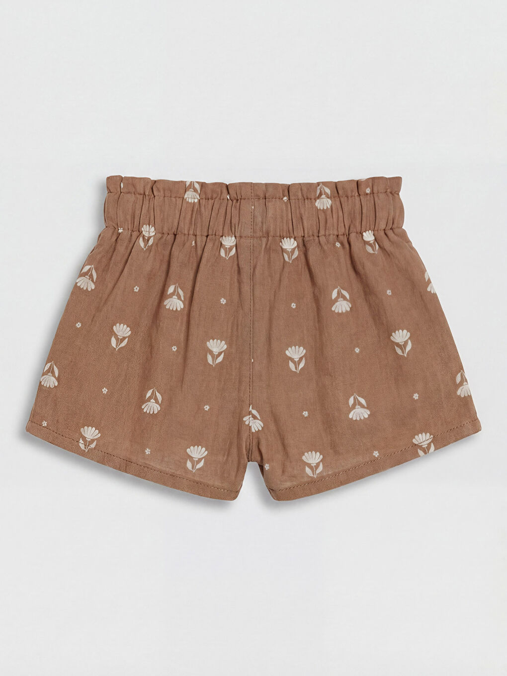 Kahverengi Çiçekli Kız Bebek Bluz ve Şort Takım-4