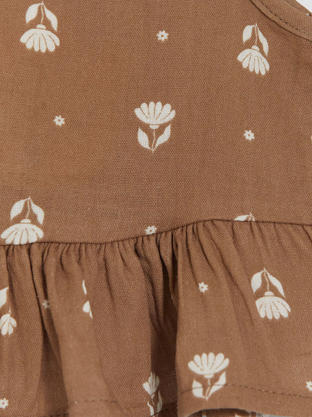 Kahverengi Çiçekli Kız Bebek Bluz ve Şort Takım-5