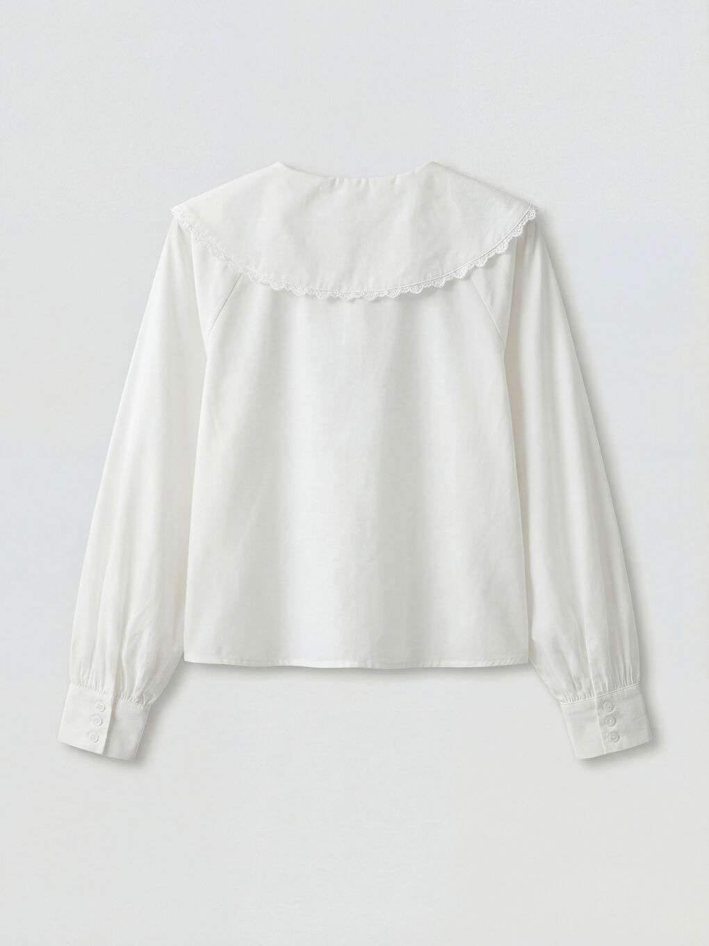 Beyaz Bebe Yaka Kadın Gömlek-5