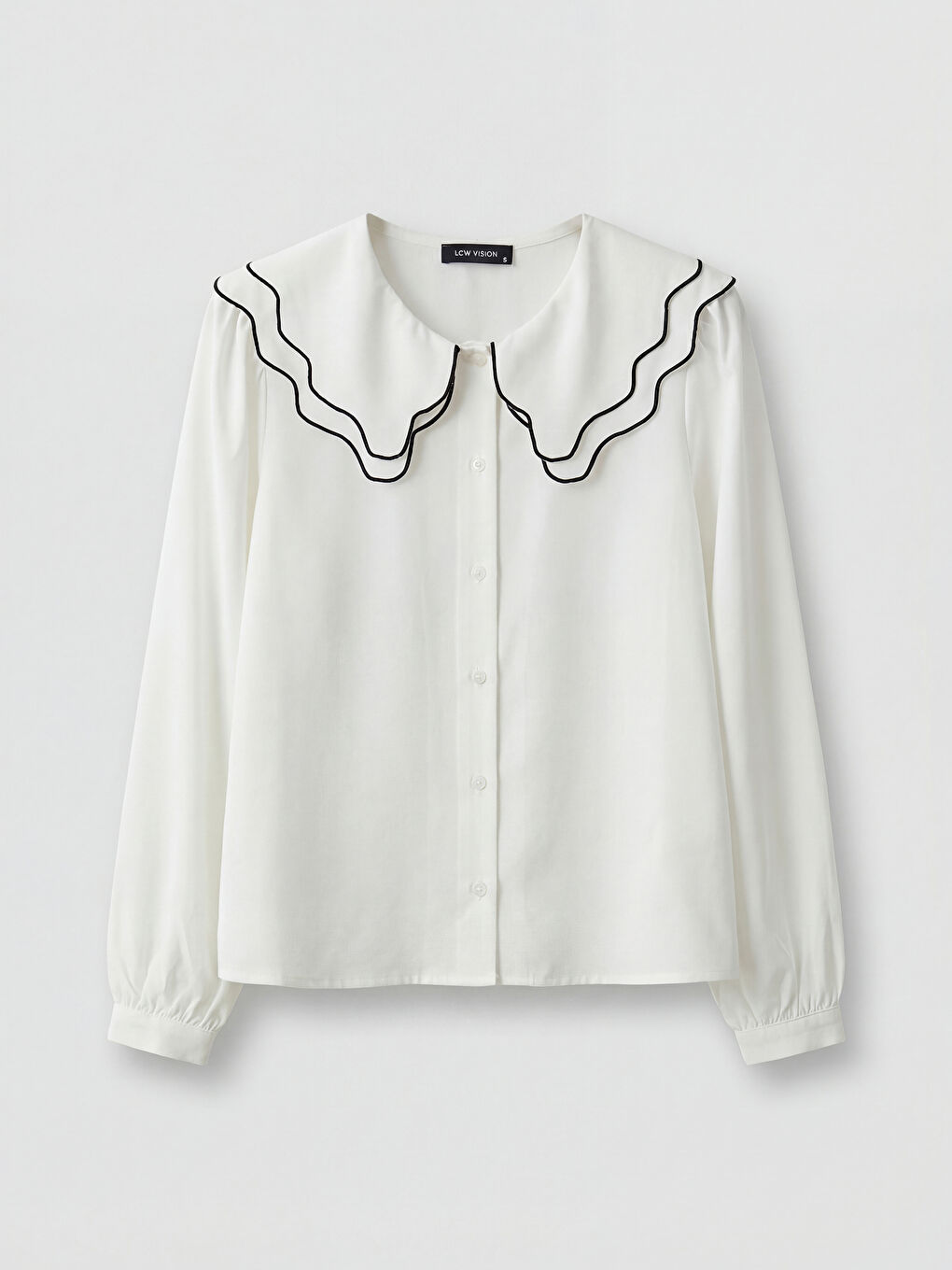 Beyaz Bebe Yaka Kadın Gömlek