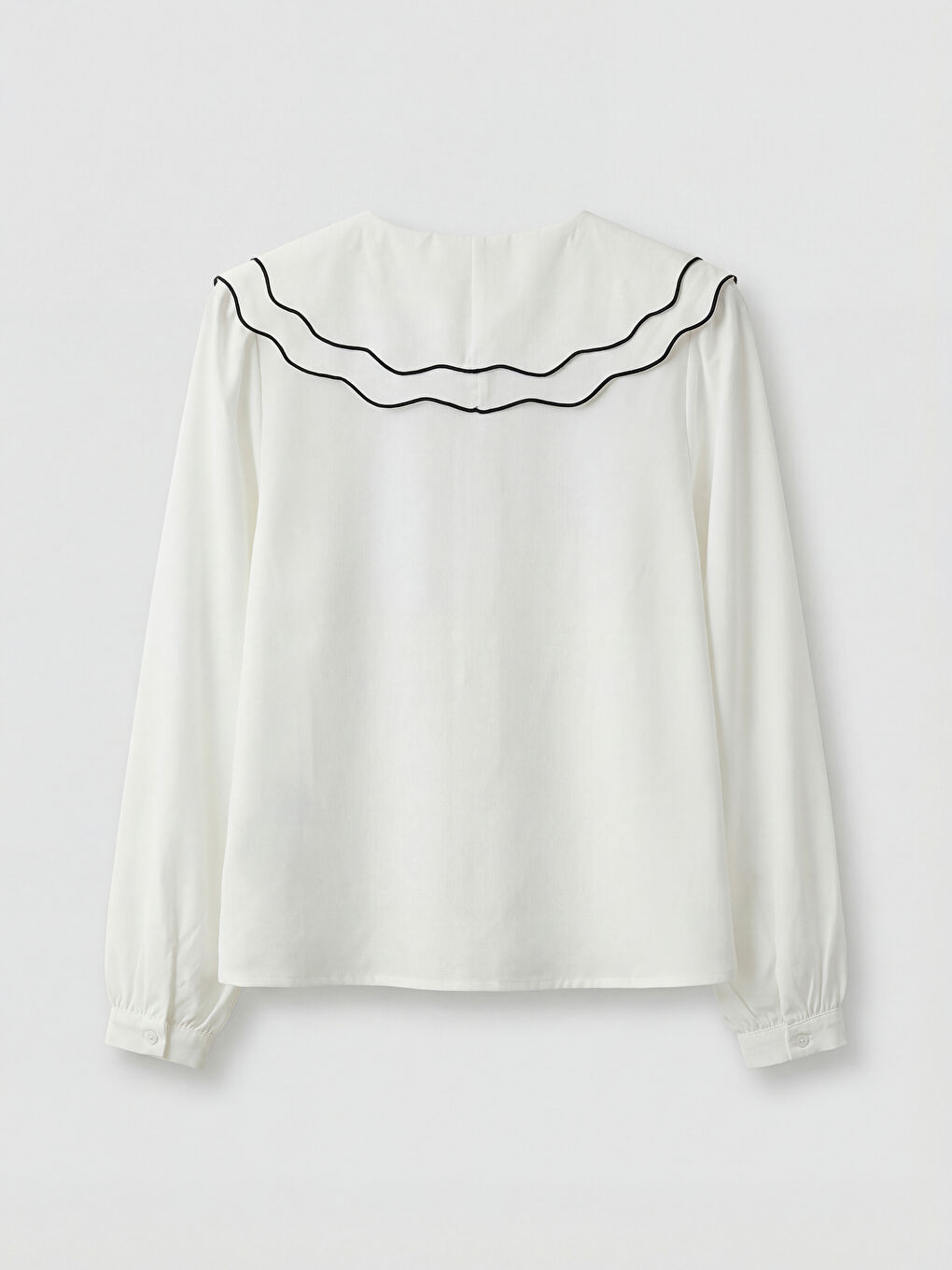 Beyaz Bebe Yaka Kadın Gömlek-1