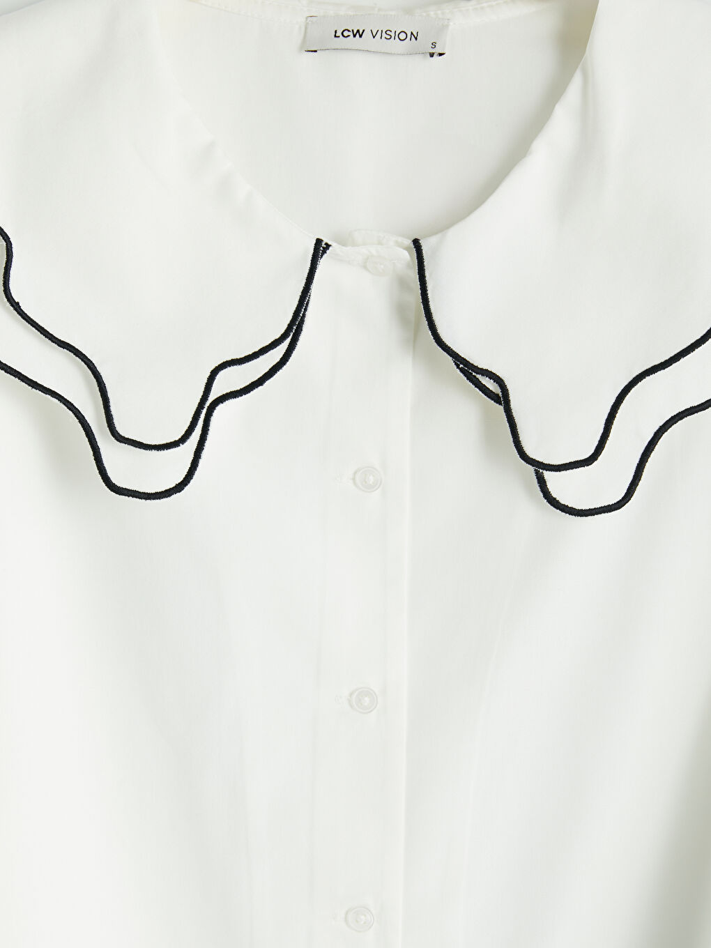 Beyaz Bebe Yaka Kadın Gömlek-2