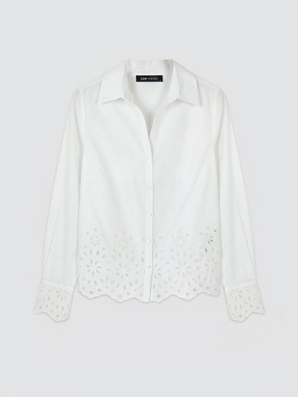 Beyaz Ajurlu Kadın Gömlek