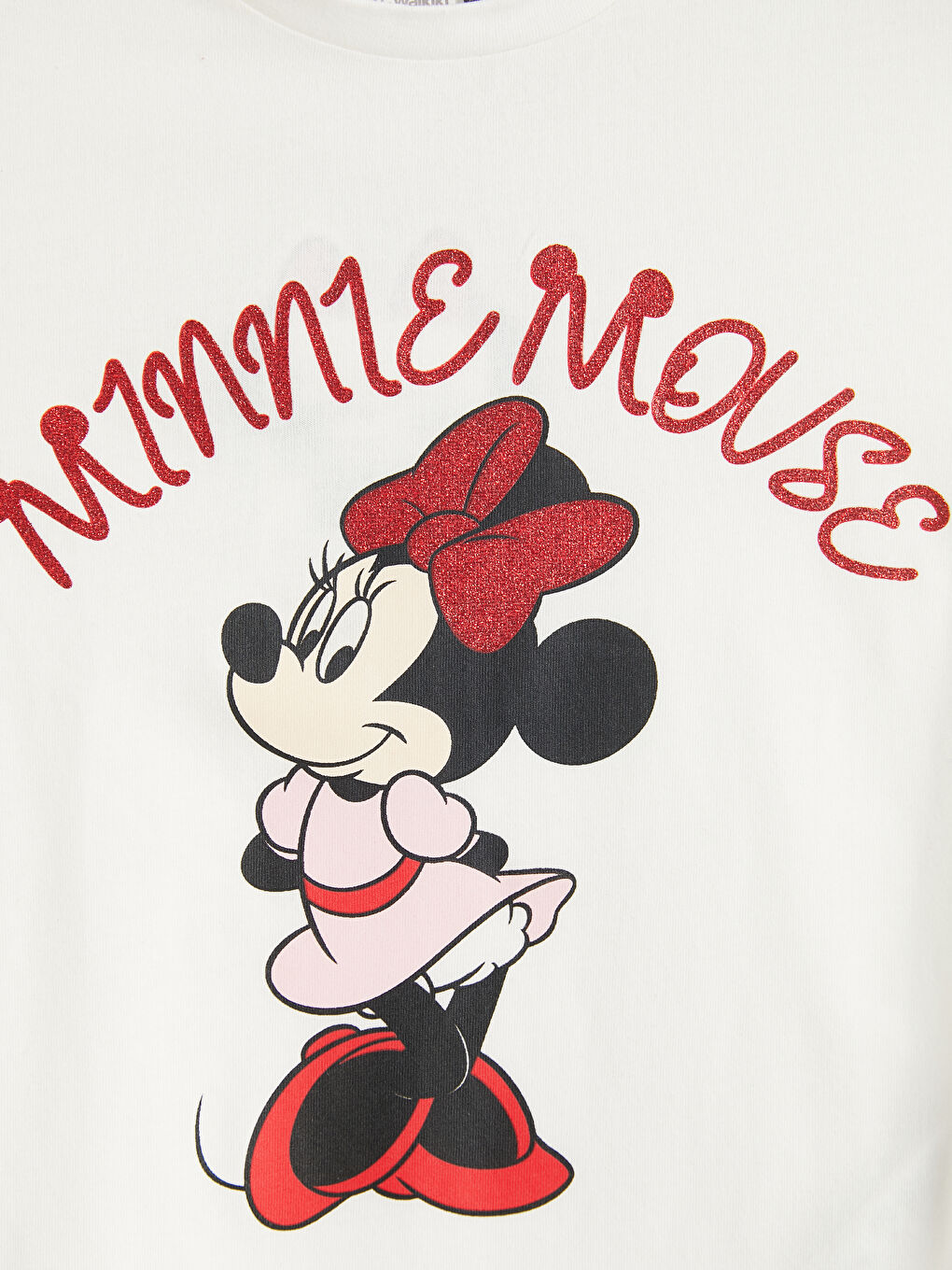 Ekru Minnie Mouse Baskılı Kız Çocuk Tişört-2