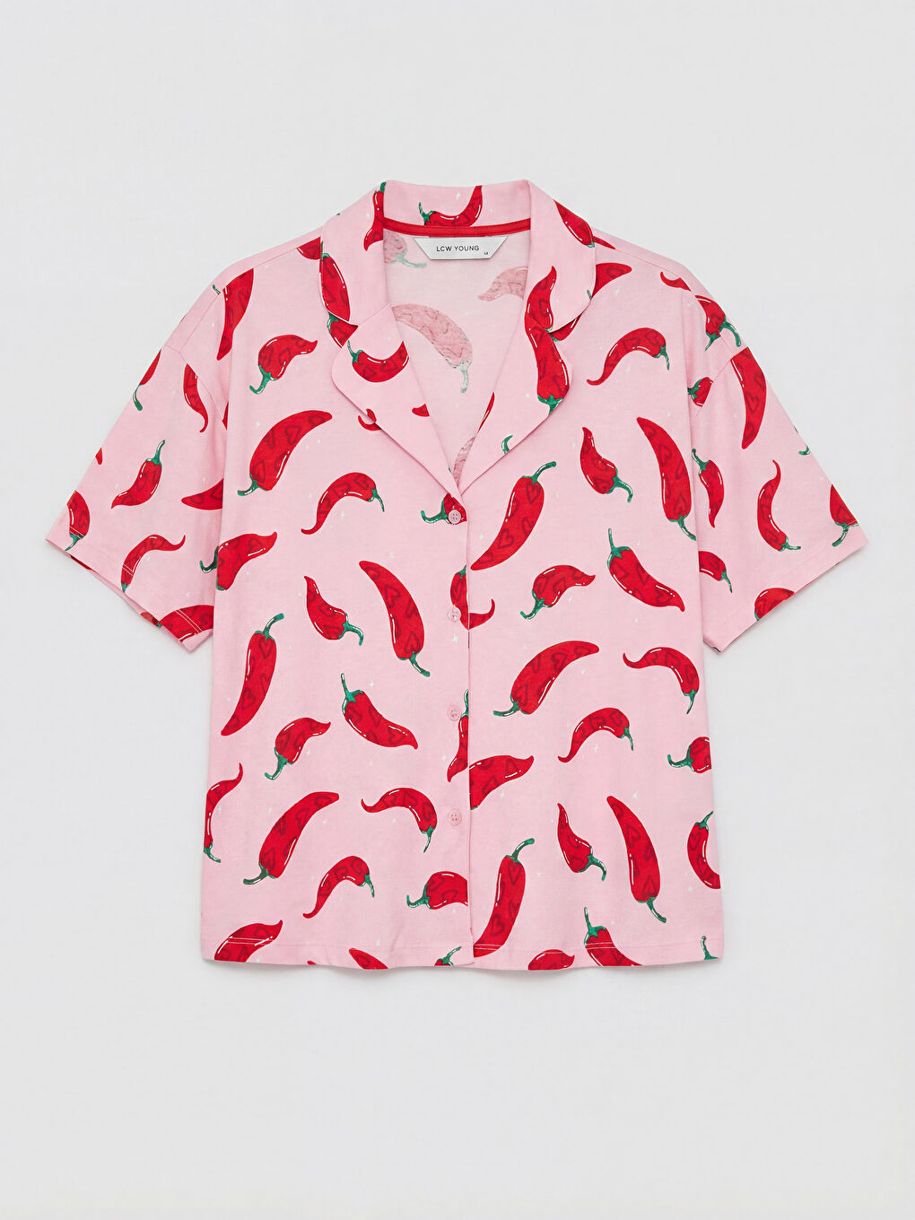 Pembe Gömlek Yaka Kadın Şortlu Pijama Takımı-1