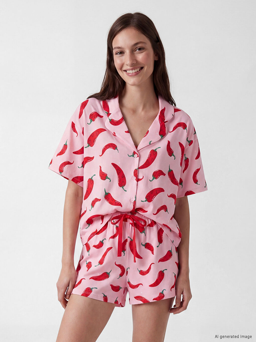 Collared Neck Women's Shortie Pyjama Set